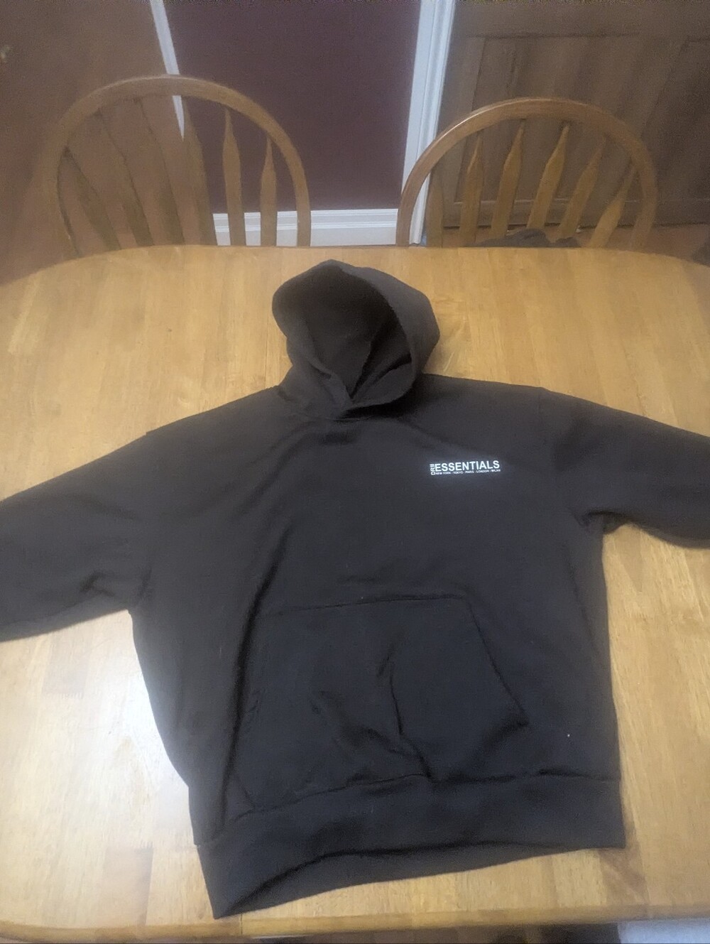 ESSENTIALS Men's Black Hoodie Sweatshirt with Chest Logo
